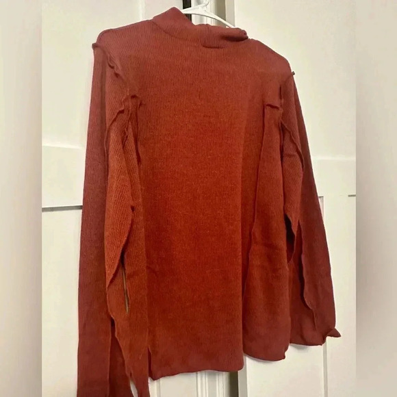 Like Love Mock Neck Exposed Seem Sweater - Picture 2 of 3